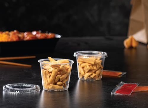 Stack Man (200 Sets - 5.5 oz.) Plastic Cups, Clear Portion Snack, Yogurt, Parfait Cups, Pudding Cups, Souffle Cups, Dessert Cups, Disposable Containers with Lids 5.5oz. - Image 2