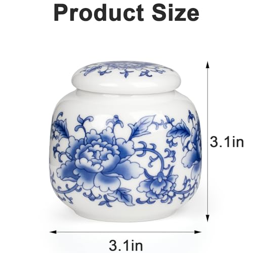 SIBRANT Small Urns for Human Ashes, Ceramic Memorial Mini Urns, Ceramic Urns for Female & Male Pet Ashes,Small Sharing Ash Keepsake with Exquisite Box Honor Your Loved One Lost（Blue &1S） - Image 2