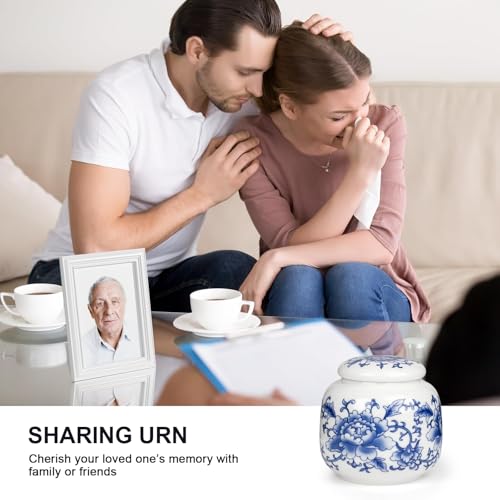 SIBRANT Small Urns for Human Ashes, Ceramic Memorial Mini Urns, Ceramic Urns for Female & Male Pet Ashes,Small Sharing Ash Keepsake with Exquisite Box Honor Your Loved One Lost（Blue &1S） - Image 5