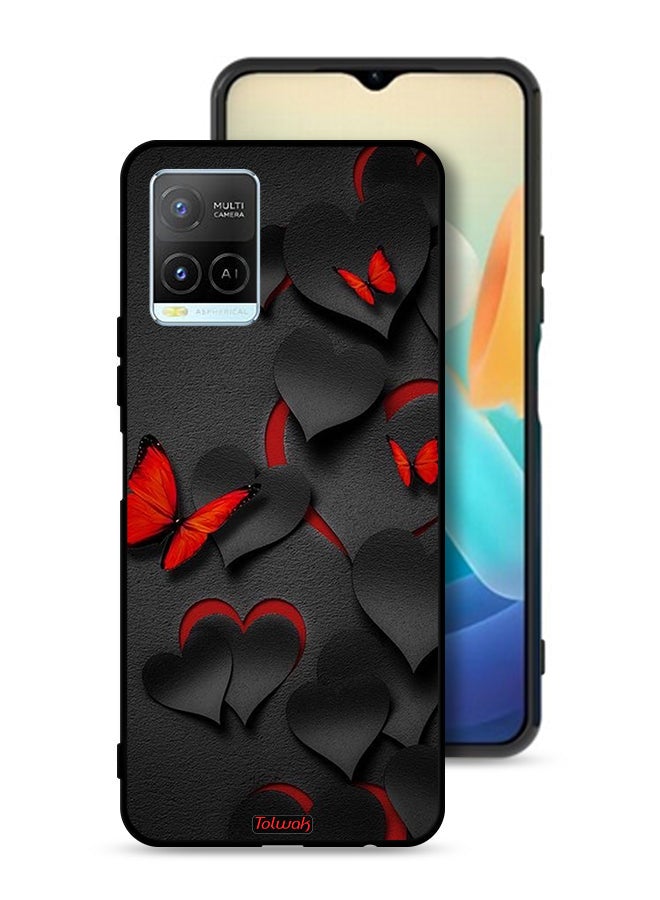 Tolwak غطاء حماية فيفو Y21 بنمط قلوب وفراشات - Image 1