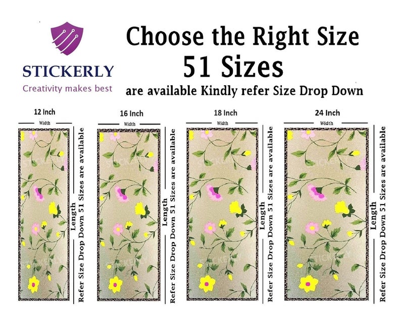 STICKERLY Premium Vinyl Privacy Stained Window Glass Film (12x25 Inch) - Self-Adhesive Decorative Sticker Opaque Tint Wallpaper for Glass Cover Window, Door, Office, Home.| Anti-UV. Spanish Floral - Image 2