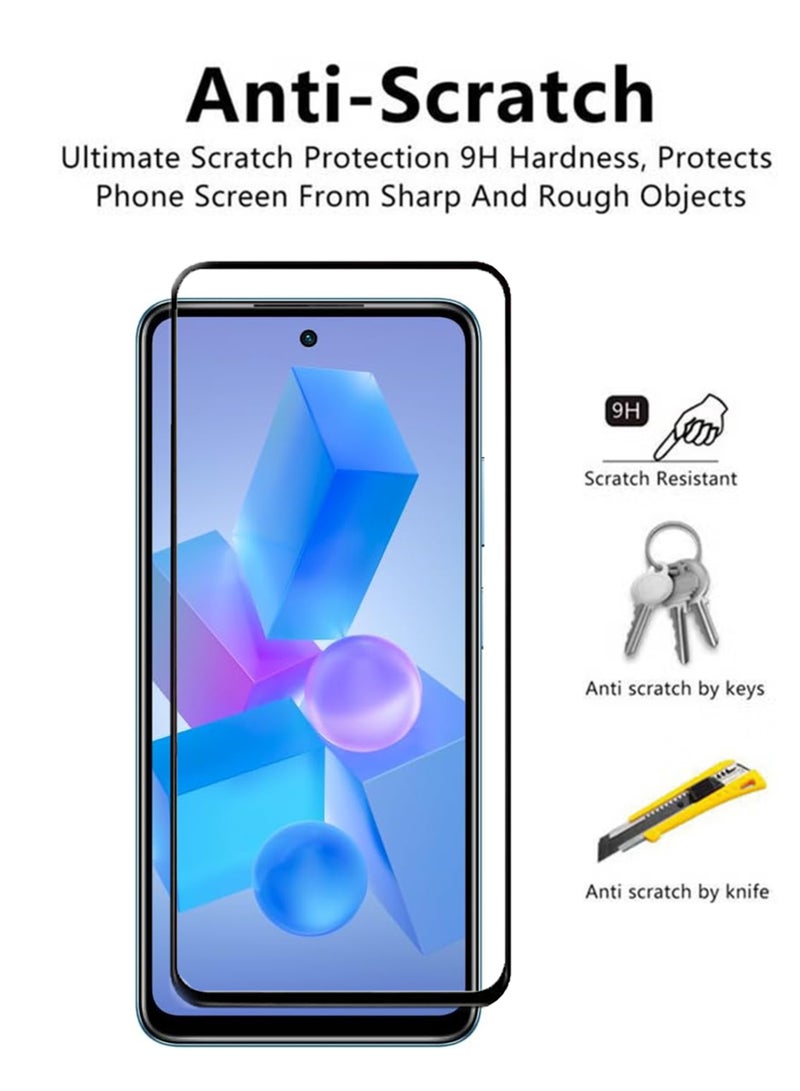 Infinix Hot 40i Screen Protector | Tempered Glass Screen Protector Full HD Quality With Anti-Scratch Edge to Edge Coverage Including Easy Installation Kit - Black