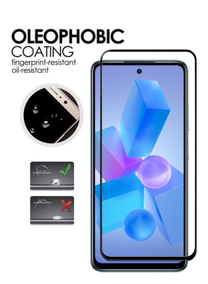 Infinix Hot 40i Screen Protector | Tempered Glass Screen Protector Full HD Quality With Anti-Scratch Edge to Edge Coverage Including Easy Installation Kit - Black