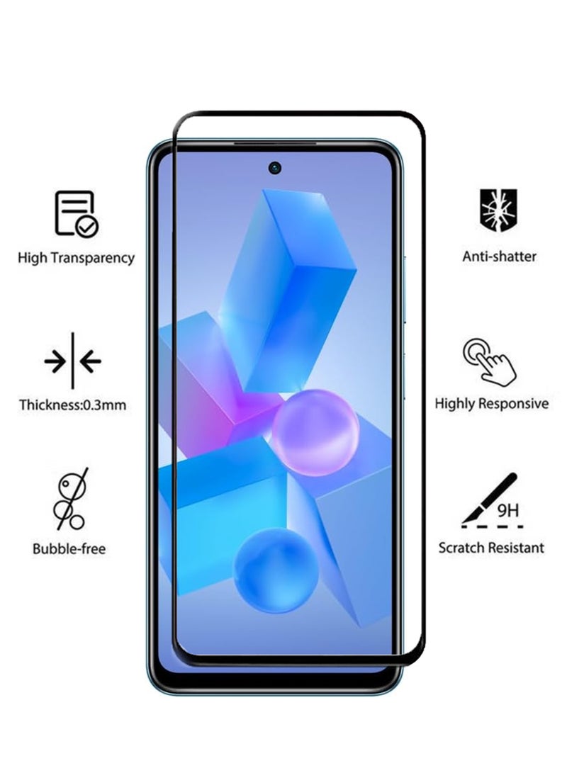 Infinix Hot 40i Screen Protector | Tempered Glass Screen Protector Full HD Quality With Anti-Scratch Edge to Edge Coverage Including Easy Installation Kit - Black