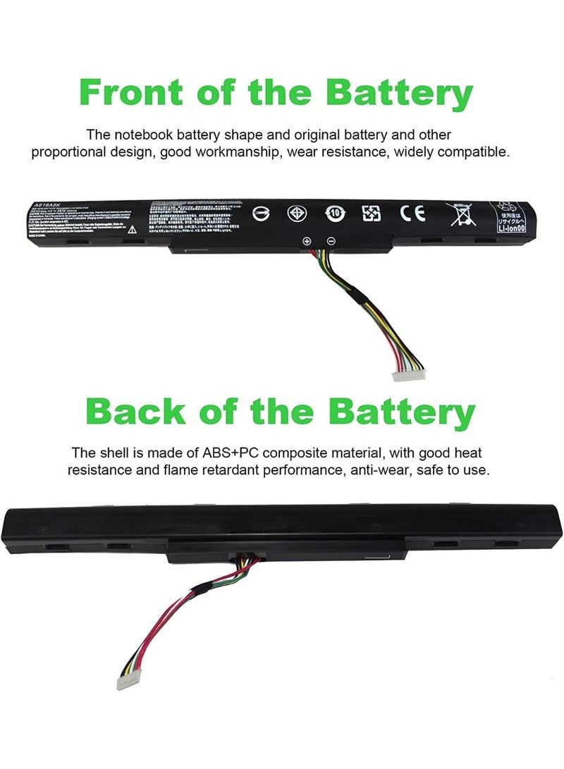Terabyte REPLACEMENT AS16A5K Battery Recplacement For Acer. Aspire E15 E5-475 E5-523 E5-553 E5-575 E5-575G E5-576 E5-774G E5-575G-53VG Series,Fit P/N AS16A7K AS16A8K - Image 2