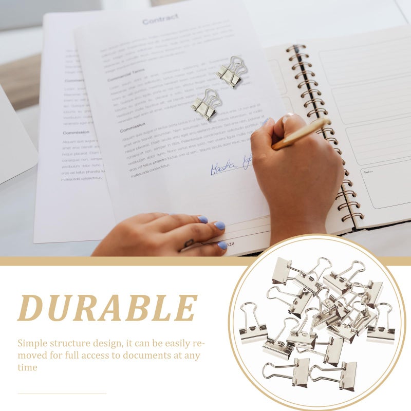مشابك معدنية متعددة الاستخدامات 19 مم 16 قطعة مطلي بالفضي مستلزمات مكتبية ومدرسية - Image 4