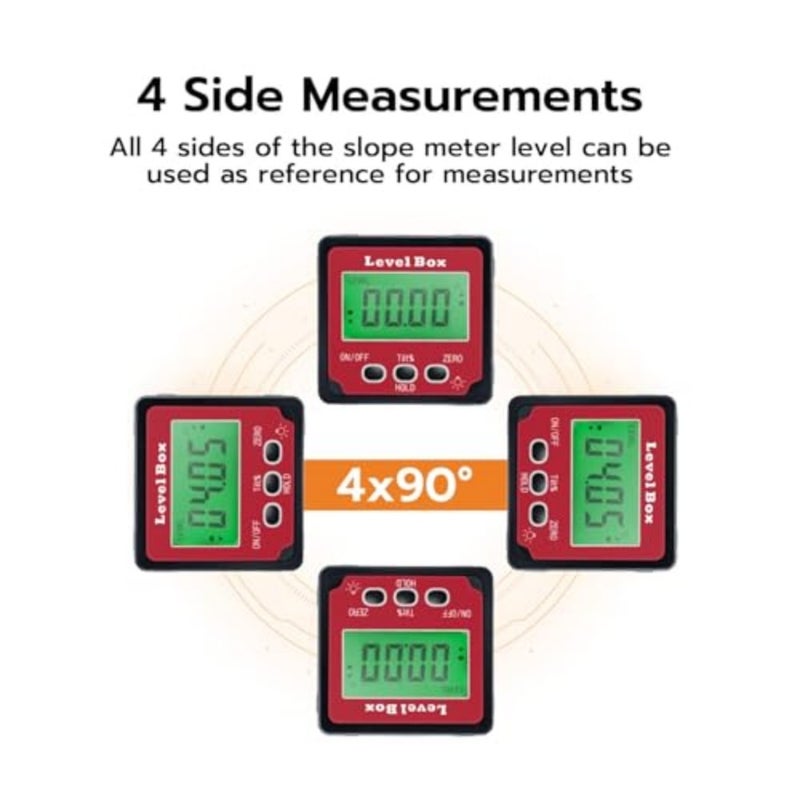 Angle Finder MagneticTable Saw Angle Finder Tool - Digital Inclinometer -4 of 90 Degree Finder Cube Digital Protractor Bevel Gauge for Woodworking Micro Jig - Image 3