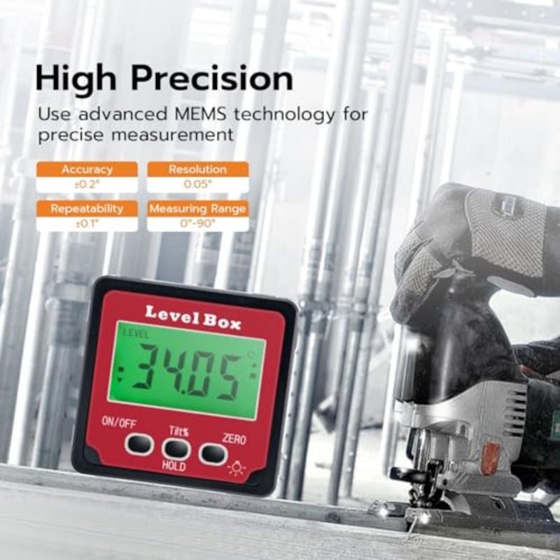 Angle Finder MagneticTable Saw Angle Finder Tool - Digital Inclinometer -4 of 90 Degree Finder Cube Digital Protractor Bevel Gauge for Woodworking Micro Jig - Image 2