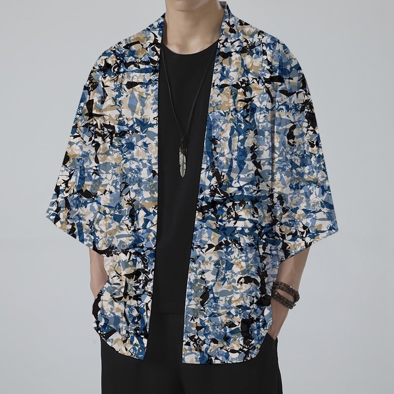 New Animation Peripheral Series 3D Digital Color Printing Retro Feather Woven Loose Seven Sleeve Cape - Image 1
