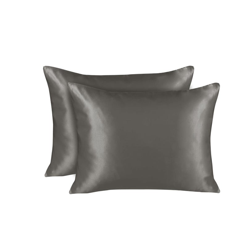 SHOPBEDDING ShopBedding Luxury Satin Pillowcase for Hair - King Satin Pillowcase with Zipper  Silver Grey (Pillowcase Set of 2) - Blissford  - Image 2