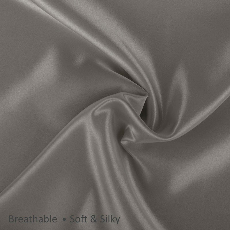 SHOPBEDDING ShopBedding Luxury Satin Pillowcase for Hair - King Satin Pillowcase with Zipper  Silver Grey (Pillowcase Set of 2) - Blissford  - Image 5