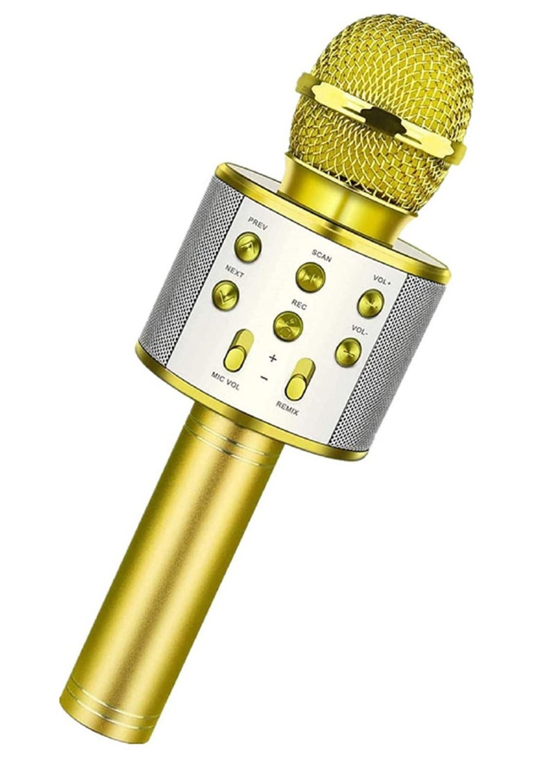 Wireless Bluetooth Karaoke Microphone,Rechargeable Kids Microphone Karaoke Machine,Professional Handheld Karaoke Mic Speaker Home KTV Kids Birthday Party - Best Gifts for Kids Adults (Gold) - Image 1