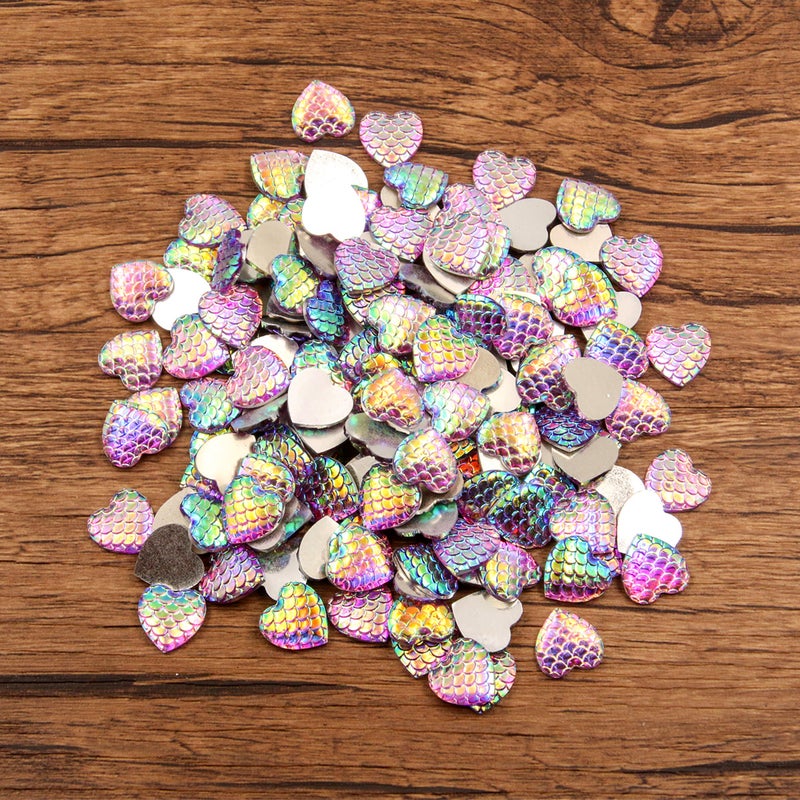 Generic DIY Time Gem Accessories Multicolor Gradients Fish Scale Resin Patches Love 4 11X12mm 