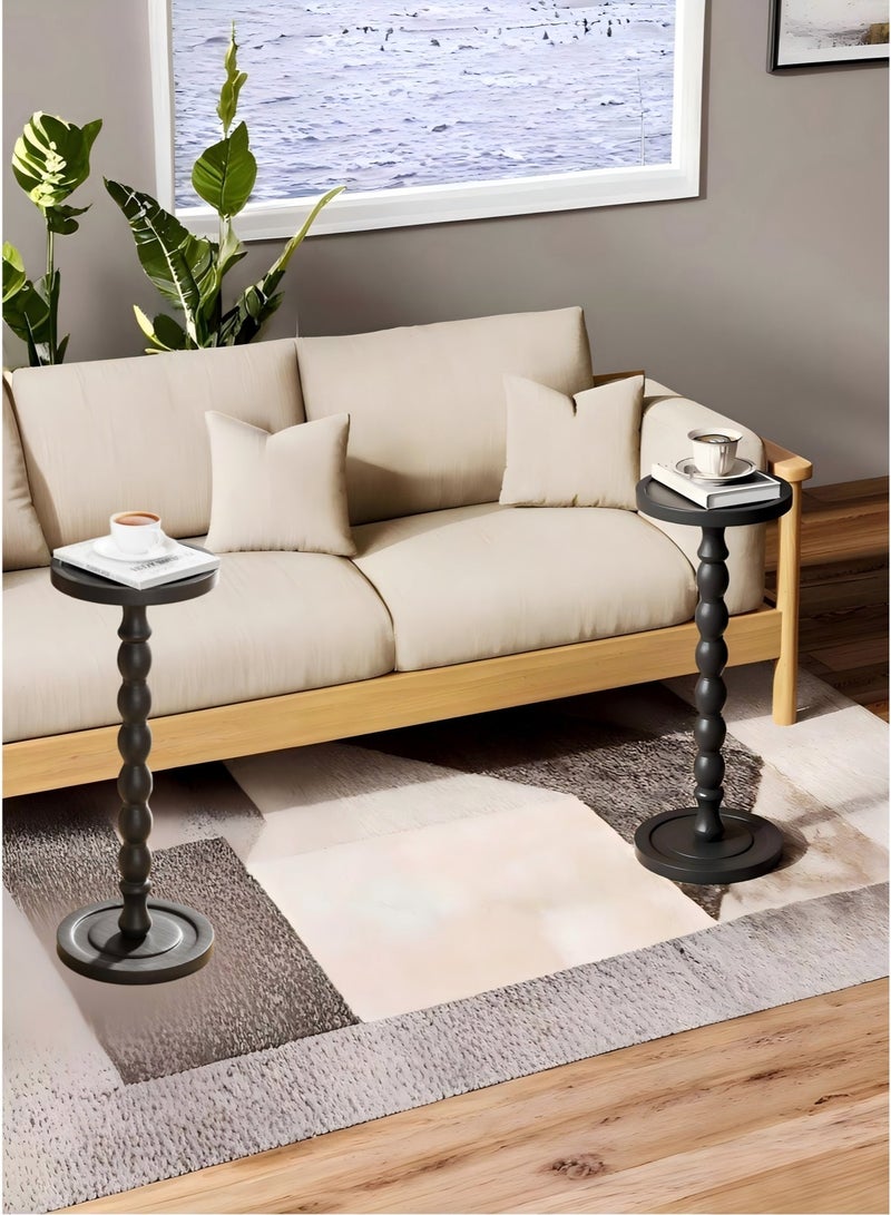 MASINGAA Solid Wood Side Table, Rubber Wood‌ Small Side Table for Small Spaces, Coffee Table, Service table, Pedestal End Tables for Living Room, Bedroom, Corners, and Office, Black - Image 2