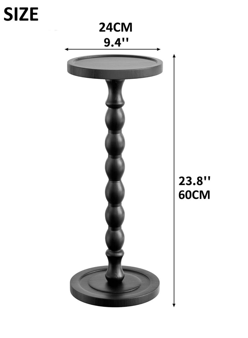 MASINGAA Solid Wood Side Table, Rubber Wood‌ Small Side Table for Small Spaces, Coffee Table, Service table, Pedestal End Tables for Living Room, Bedroom, Corners, and Office, Black - Image 5