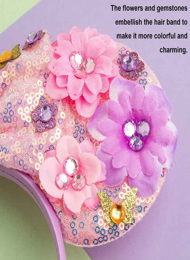 CHuangQi Mouse Ears Headbands with Shiny Bow, Double-sided Sequins Glitter Hair Band for Birthday Party Celebration or Event - Image 5