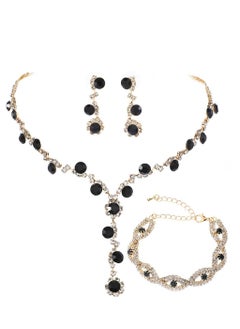 Bride Wedding Jewelry Sets, Crystal Bridal Necklace Bracelet Earrings Set, Prom Costume Jewelry Set, for Women and Girls Bride Wedding Hair Accessories (3 Pcs)