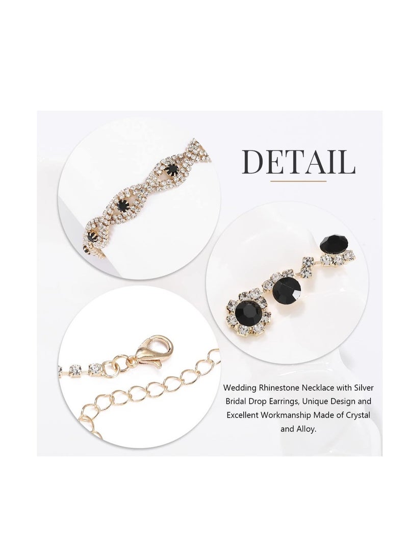 Excefore - Bride Wedding Jewelry Sets, Crystal Bridal Necklace Bracelet Earrings Set, Prom Costume Jewelry Set, for Women and Girls Bride Wedding Hair Accessories (3 Pcs) - Image 1