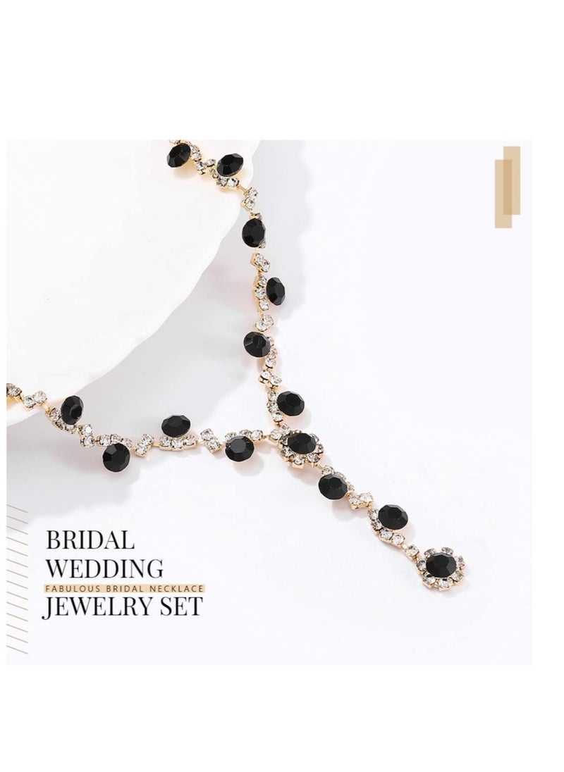 Excefore - Bride Wedding Jewelry Sets, Crystal Bridal Necklace Bracelet Earrings Set, Prom Costume Jewelry Set, for Women and Girls Bride Wedding Hair Accessories (3 Pcs) - Image 1