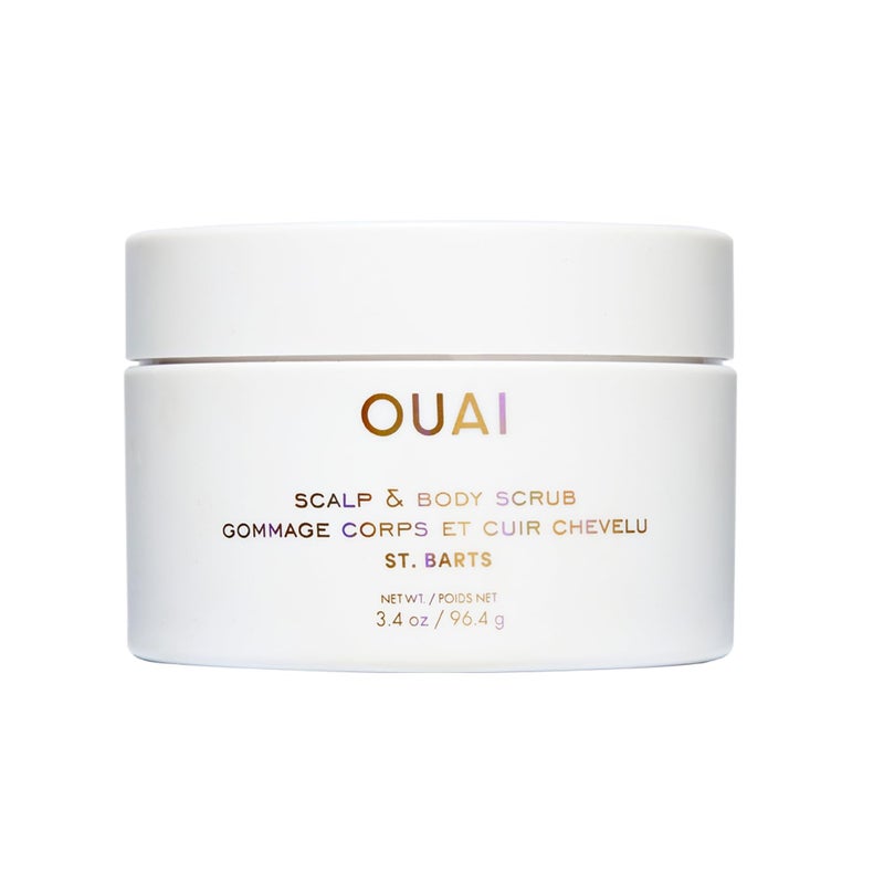 OUAI Scalp & Body Scrub, St. Barts Travel Size - Exfoliating Body Scrub with Sugar & Coconut Oil Blend for Smooth, Moisturized Skin - Gentle Scalp Exfoliator for Removing Product Build Up (3.4 oz) - Image 1