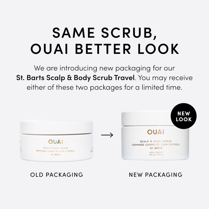 OUAI Scalp & Body Scrub, St. Barts Travel Size - Exfoliating Body Scrub with Sugar & Coconut Oil Blend for Smooth, Moisturized Skin - Gentle Scalp Exfoliator for Removing Product Build Up (3.4 oz) - Image 2
