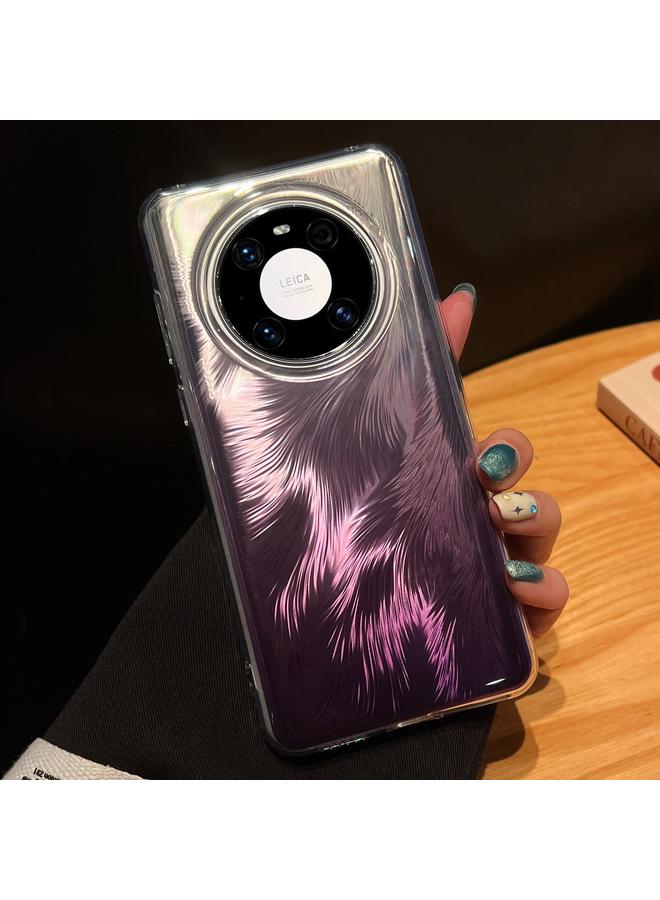 Green Tiger For Huawei Mate 40 Pro Foxtail Bronzing Laser Gradient Phone Case(Purple)