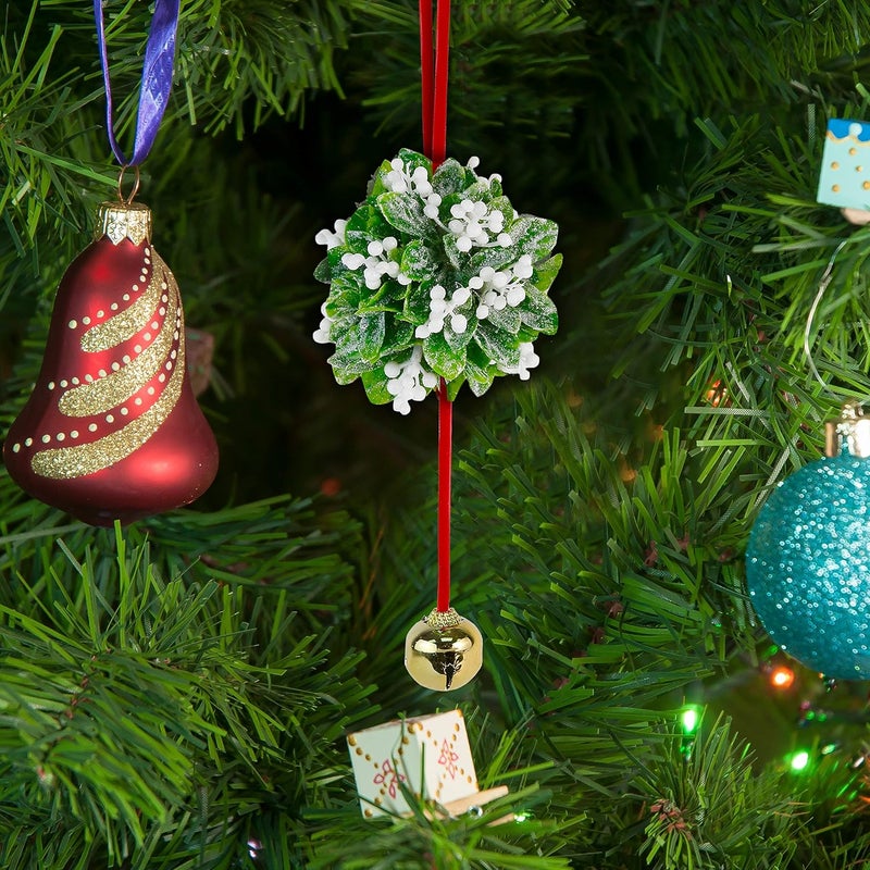 Ornativity Mistletoe Ball Christmas Ornament - Holiday Kissing Mistletoe Bell Hanging Kiss Decoration for Doorway Arch Ceiling Xmas Decor 10" - Image 3
