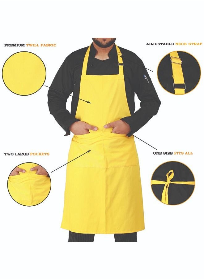 YANEK YANEK Kitchen Apron | Unisex Chef Kitchen Adjustable Bib Apron with Pockets | For Home, Restaurant, Cafe  - Image 4