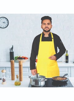 YANEK YANEK Kitchen Apron | Unisex Chef Kitchen Adjustable Bib Apron with Pockets | For Home, Restaurant, Cafe  - Image 5