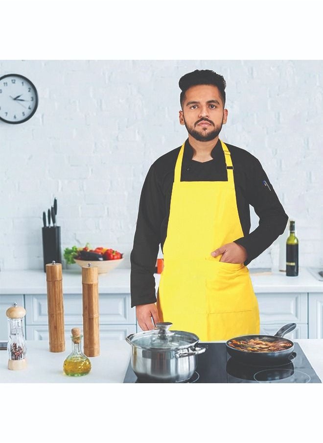 YANEK YANEK Kitchen Apron | Unisex Chef Kitchen Adjustable Bib Apron with Pockets | For Home, Restaurant, Cafe  - Image 5