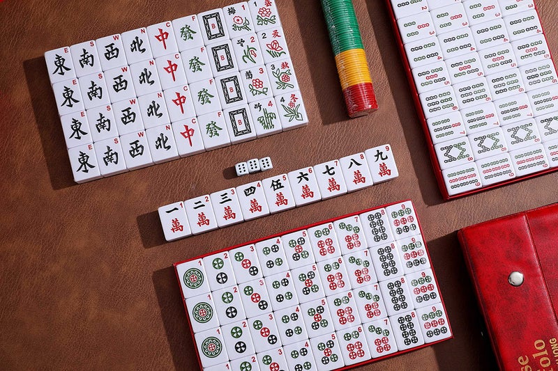 Mose Cafolo Professional Chinese Mahjong Game Set 146 Numbered Large Size Tiles with Carrying Travel Case, Complete Mahjong Tiles Set (Majiang, Mah-Jongg, Ma Jong) - Image 5