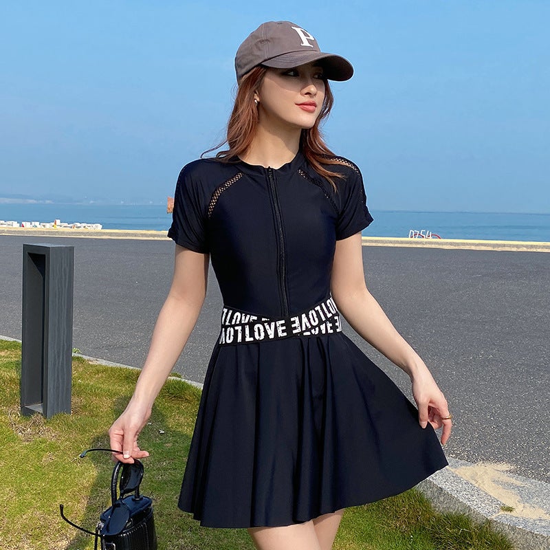 Swimsuit Women'S Two-Piece Conservative Plus Size Spring Skirt Belly Covering Slimming Fashion Sports Girl Student Meat Covering Swimming Suit - Image 1
