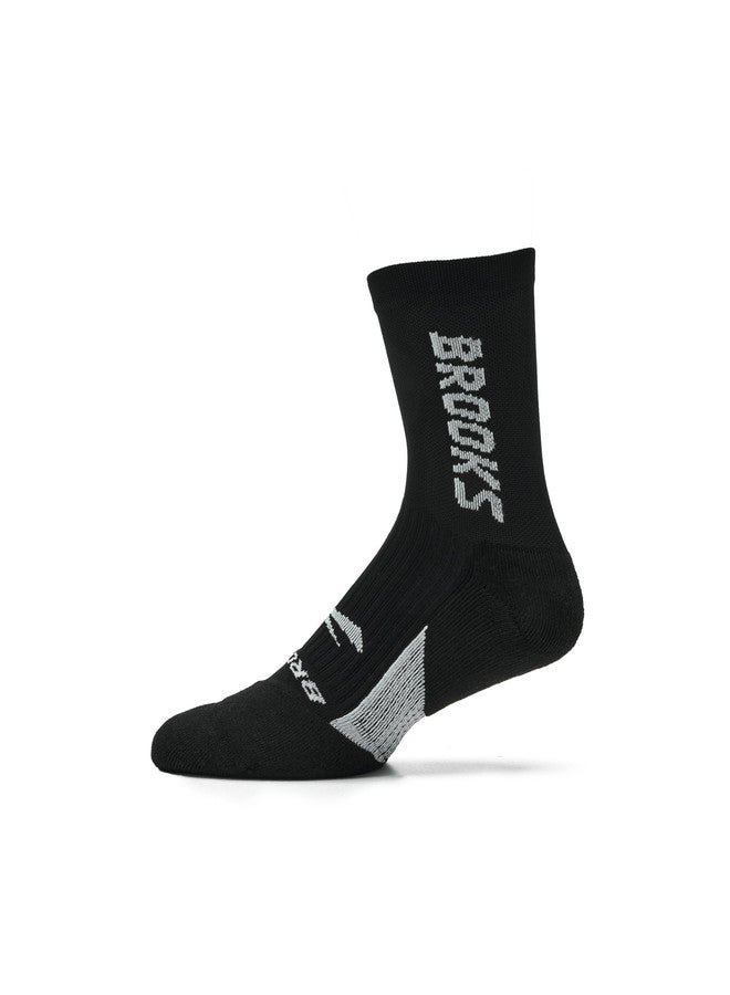 Brooks Ghost Crew Socks I Performance Running Cushioned Socks with Arch Support for Men & Women - Black/Brooks - X-Large - Image 1