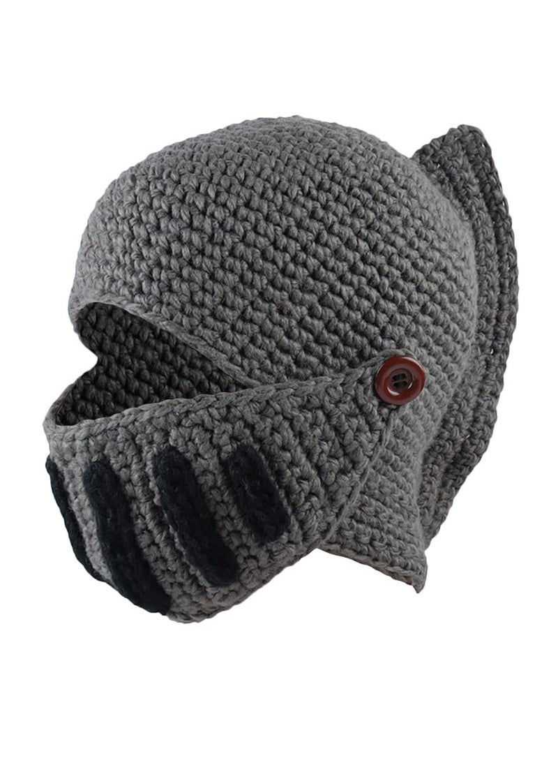 Y&D - Roman Knight Helmet Winter Warm Hat, Visor Crochet Knit Beanie Hat Mask Set Handmade Earflap Ski Knitted for Adult Kids - Image 1