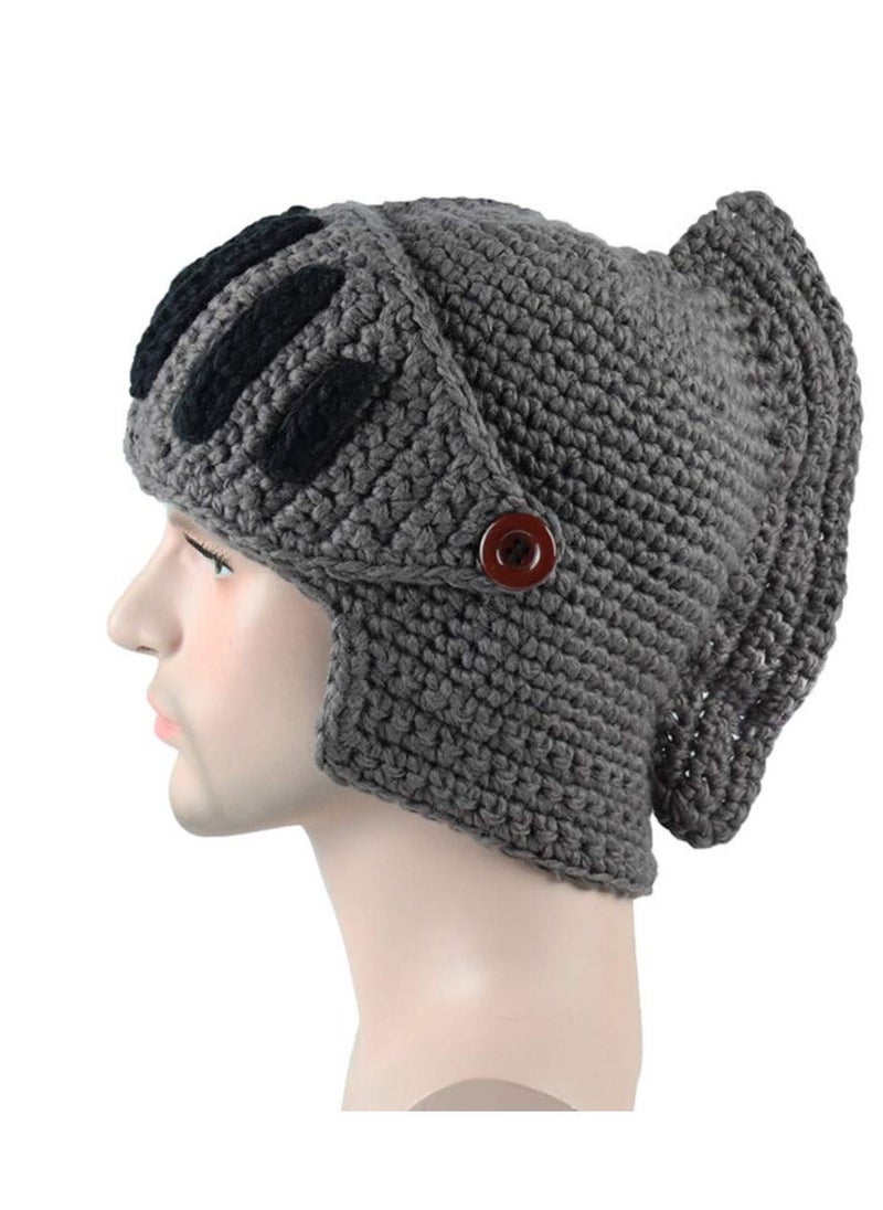 Y&D - Roman Knight Helmet Winter Warm Hat, Visor Crochet Knit Beanie Hat Mask Set Handmade Earflap Ski Knitted for Adult Kids - Image 1
