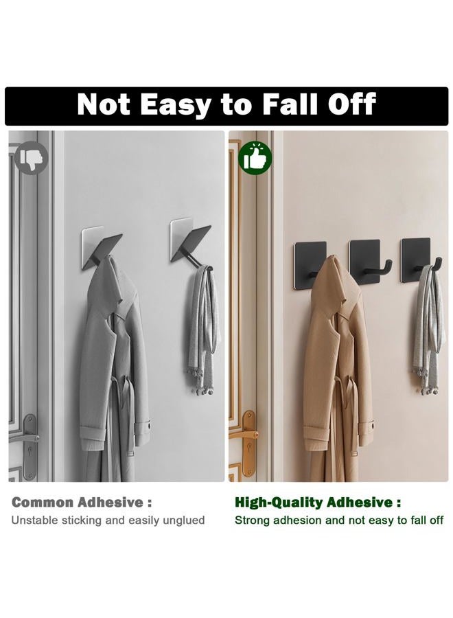 Livabber Adhesive Towel Hooks, 304 Stainless Steel Self Sticky Wall Hooks Waterproof Shower Hooks for Robe/Clothes, No Drilling Towel Hangers for Bathroom Kitchen Bedroom (Black, 6 Packs) - Image 4