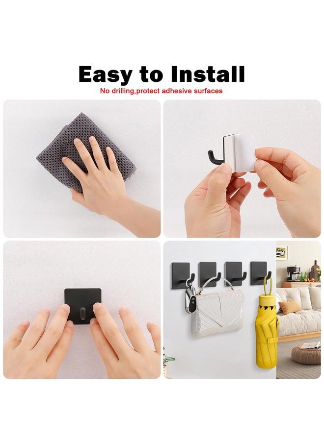 Livabber Adhesive Towel Hooks, 304 Stainless Steel Self Sticky Wall Hooks Waterproof Shower Hooks for Robe/Clothes, No Drilling Towel Hangers for Bathroom Kitchen Bedroom (Black, 6 Packs) - Image 5