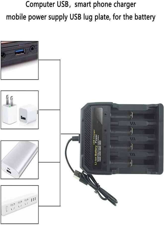 Generic - 18650 Battery Charger 4 Bay Fast Charge, for 3.7V Li-ion TR IMR 10440 14500 16650 14650 18350 18500 16340(RCR123) Batteries, USB Intelligent Universal Rechargeable Battery Charger - Image 1