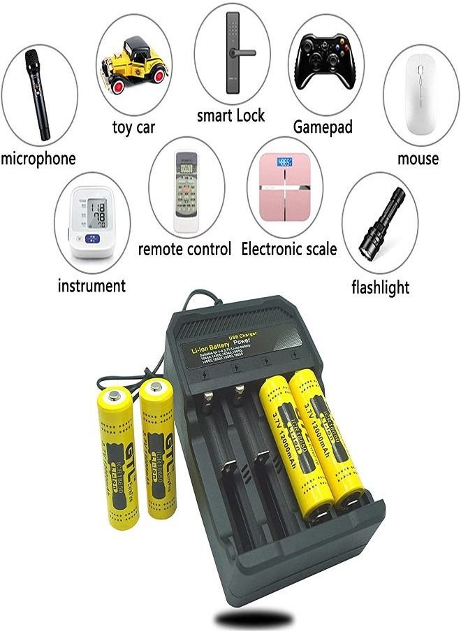Generic - 18650 Battery Charger 4 Bay Fast Charge, for 3.7V Li-ion TR IMR 10440 14500 16650 14650 18350 18500 16340(RCR123) Batteries, USB Intelligent Universal Rechargeable Battery Charger - Image 1