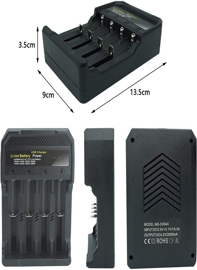 Generic - 18650 Battery Charger 4 Bay Fast Charge, for 3.7V Li-ion TR IMR 10440 14500 16650 14650 18350 18500 16340(RCR123) Batteries, USB Intelligent Universal Rechargeable Battery Charger - Image 1