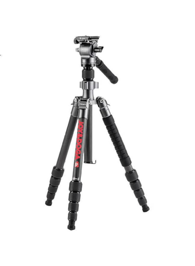 Fotopro رأس فيديو هيدروليكي فوتوبرو X-4Cn مع monopod، حامل كاميرا من ألياف الكربون للتصوير الفوتوغرافي والفيديو، أحمر - Image 2