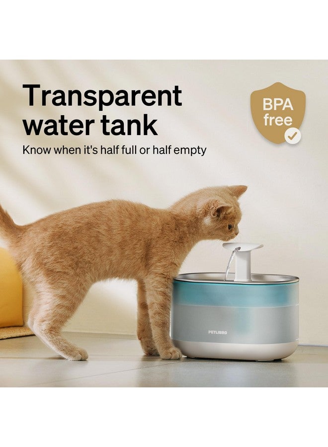 PETLIBRO PETLIBRO Cat Water Fountain Stainless Steel,Ultra Quiet,71fl oz/2.1L Automatic Cat Fountain,Two Flow Modes,BPA-Free Capsule Metal Healthy Pet Water Fountain for Cats Inside  - Image 2