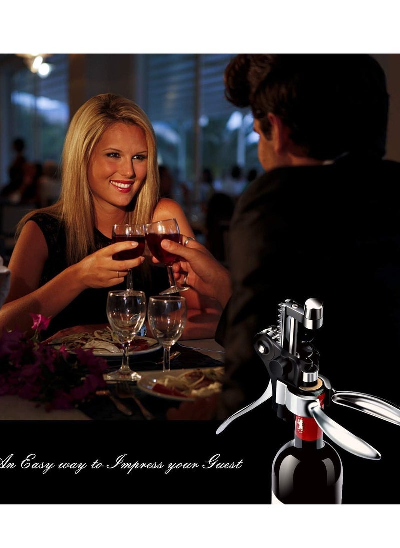 SYOSI - w i n e Corkscrew Opener Gift   Professional Corkscrews  w i n e Bottles, Reusable w i n e Bottle Opener for Men Women, Oenophiles, Bartenders, Servers, Bartenders, Lever w i n e Bottle Opener Silver - Image 1