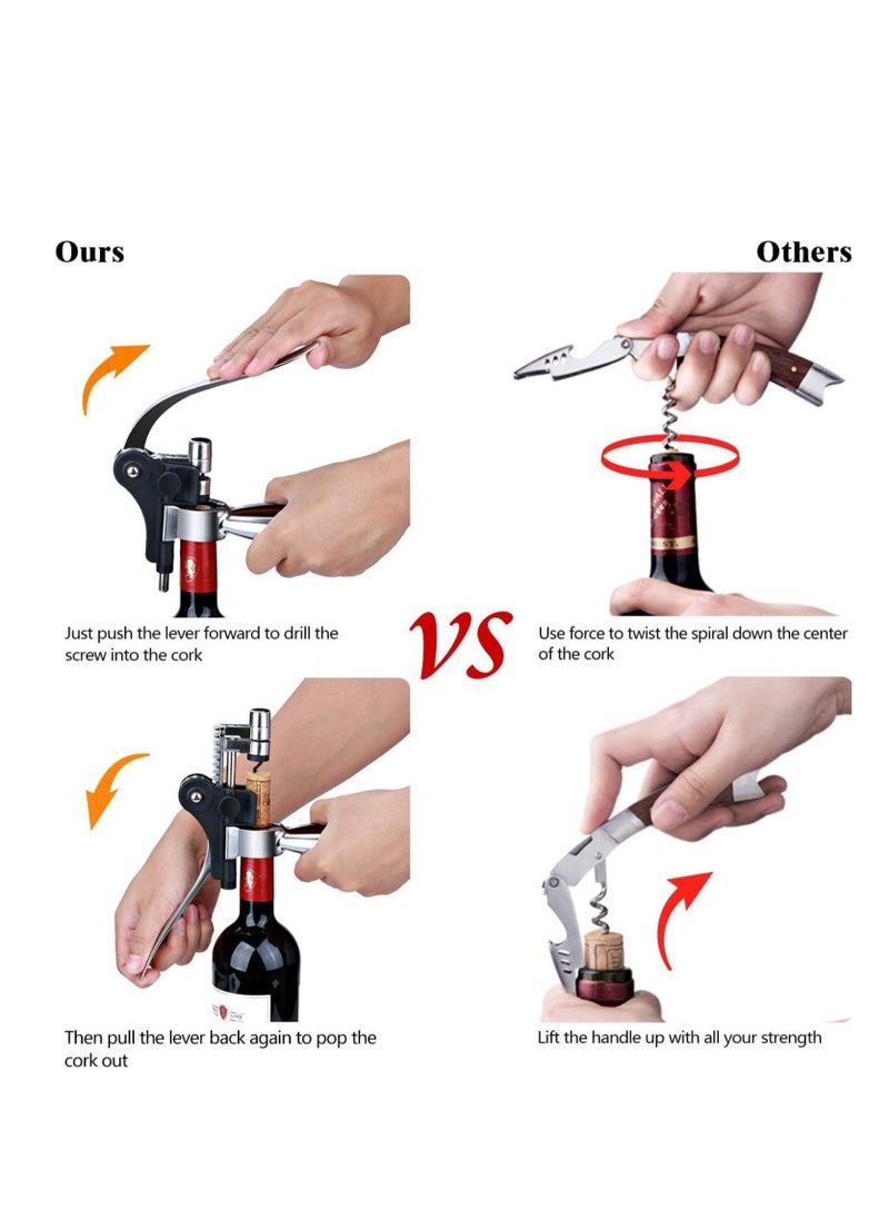 SYOSI w i n e Corkscrew Opener Gift   Professional Corkscrews  w i n e Bottles, Reusable w i n e Bottle Opener for Men Women, Oenophiles, Bartenders, Servers, Bartenders, Lever w i n e Bottle Opener Silver  - Image 4