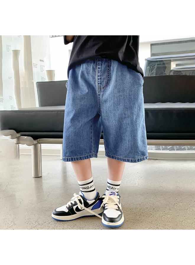 Children's Wear Boys Summer Denim Shorts New Loose Thin Mid-length Pants Large Children's Summer Casual Pants 