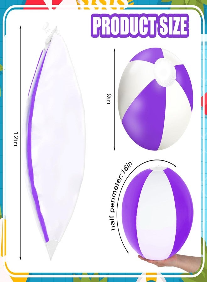 Whaline 3Pcs Inflatable Beach Ball Blue Purple Pink Mermaid Theme Color 16 Inch Round Pool PVC Balls Game Toys for Summer Tropical Beach Party - Image 2