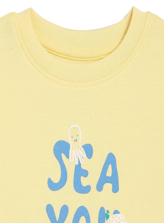 miniklub Baby Boys Round Neck Half Sleeve Knit T-Shirt (6-9M) Yellow - Image 3