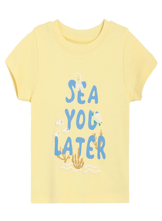 miniklub Baby Boys Round Neck Half Sleeve Knit T-Shirt (6-9M) Yellow - Image 1