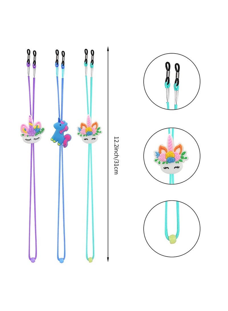 دوغي 8pcs نظارات الأطفال الفرقة يونيكورن قوس قزح منظم مرونة الفرقة النظارات ، ومناسبة للفتيات والفتيان - Image 3