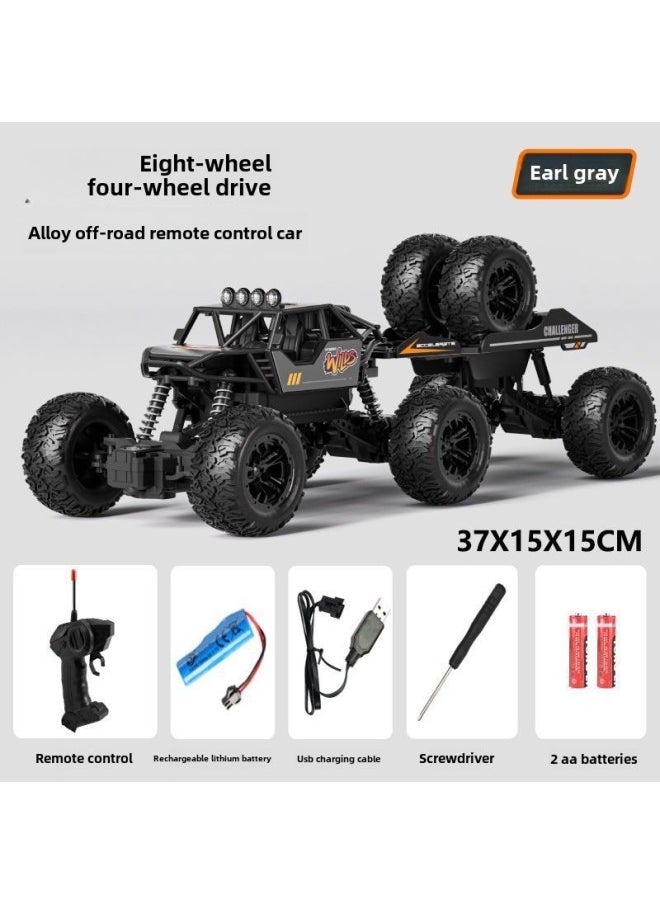 Generic [Direct Supply] Super Large Four-wheel Drive Racing Car Remote Control Car Model Alloy Remote Control Car High Speed Drift Climbing-Color:37.5cm Four-wheel Drive Eight-wheel Climbing Off-road Vehicle [earl Gray]-Proportion:3 Rechargeable Batteries [free Remote Control Battery + Charging Cable]  - Image 1